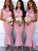 elegant bodycon mermaid mini pink bridesmaid prom dresses CD13731