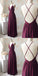 Burgundy Floor Length Open Back A Line Prom Dress, Sexy Evening Party Dress CD13767