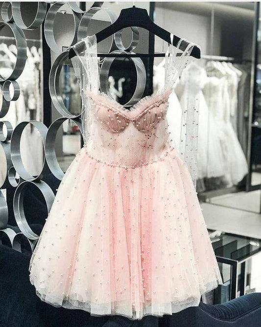 Sexy Beading Homecoming Dresses, Pink Homecoming Dress CD13792