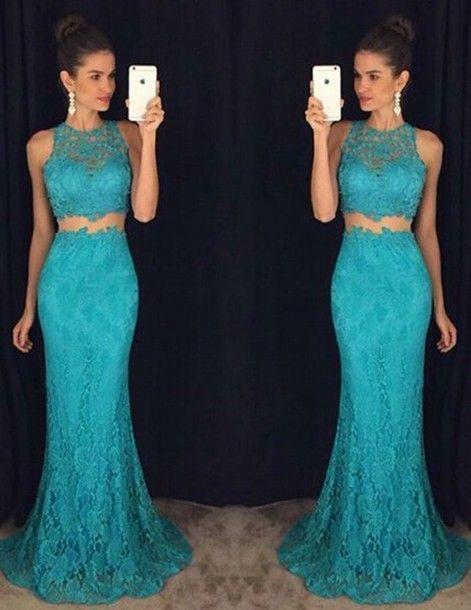 2 Piece Prom Gown, Two Piece Prom Dresses, 2 Pieces Party Dresses