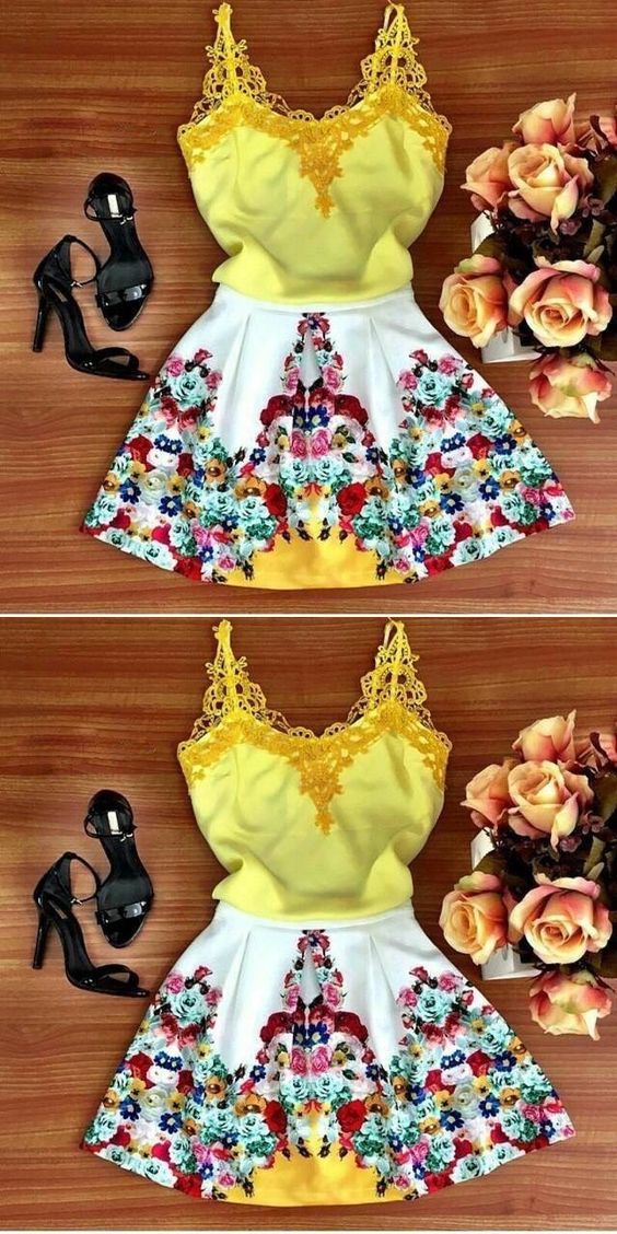 Short Homecoming Dresses, Charming Floral Short Dresses CD14403