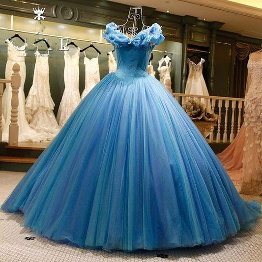Modest Quinceanera Dress, Blue Ball Gown, A Line Prom Dress, Fashion Prom Dress CD14545