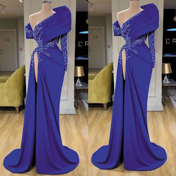 Modest Evening Dress, Evening Gown Long, Royal Blue Evening Dresses prom dress CD14817