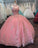 Pink Halter Ball Gown Dress With Lace, prom dresses CD14878