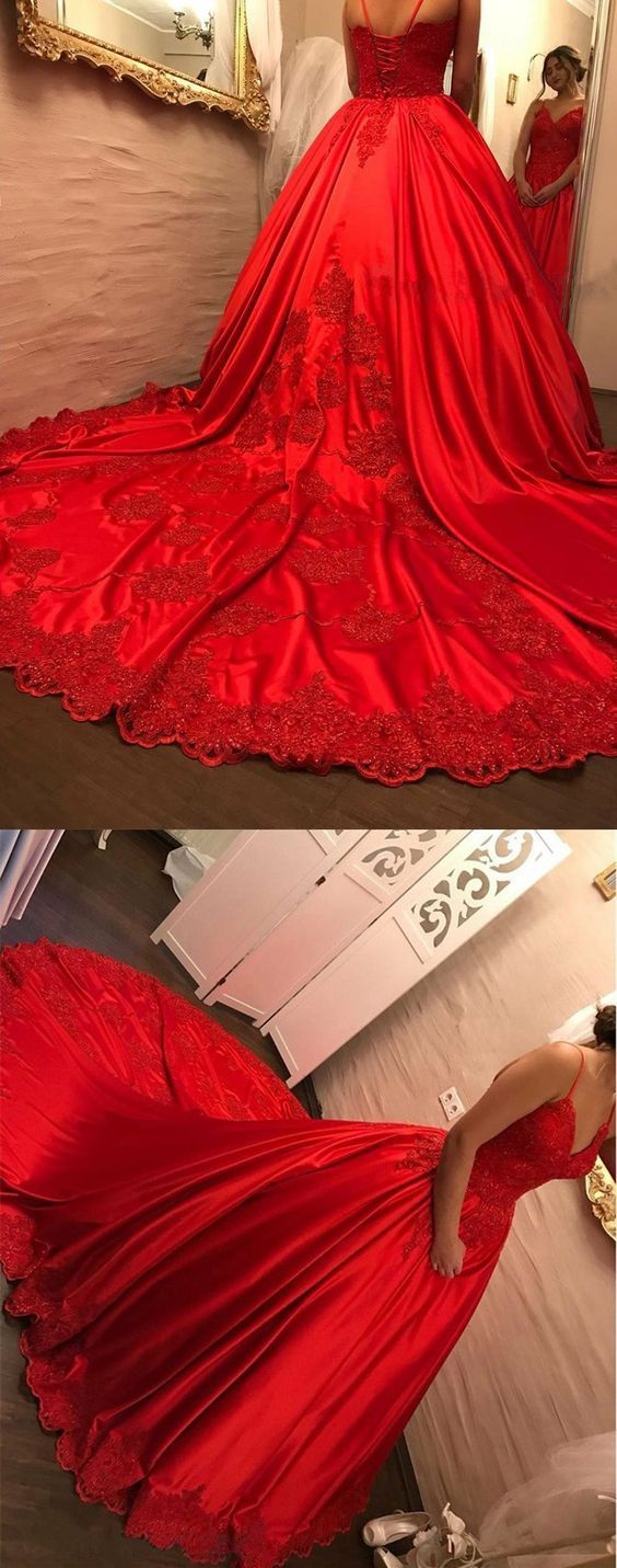 Elegant Red Prom Party Dresses, Chic V-neck Ball Gowns, Fashion Quinceanera Dresses Prom Dress CD14899