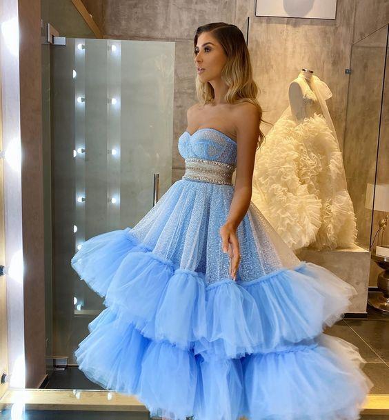 Blue Tulle Prom Dresses new arrive gown CD14902