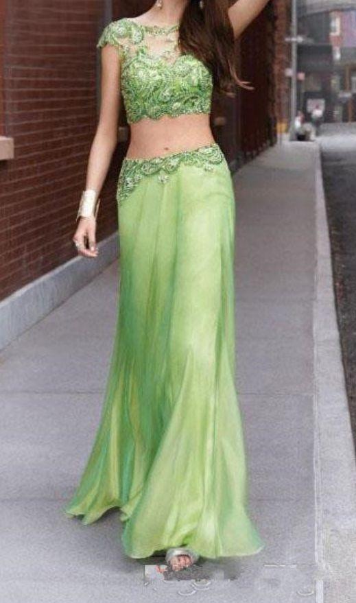 two piece Prom Dress Lace Evening Gowns CD15446