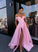 Pink satin long prom dress, pink evening dress CD1558