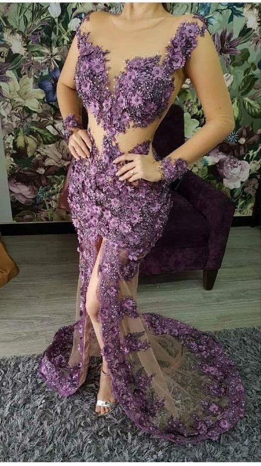 Purple Mermaid Long Prom Dress, Charming Prom Dress CD15696