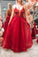 A-line Red Beaded Tulle Gown Prom Dresses CD15806