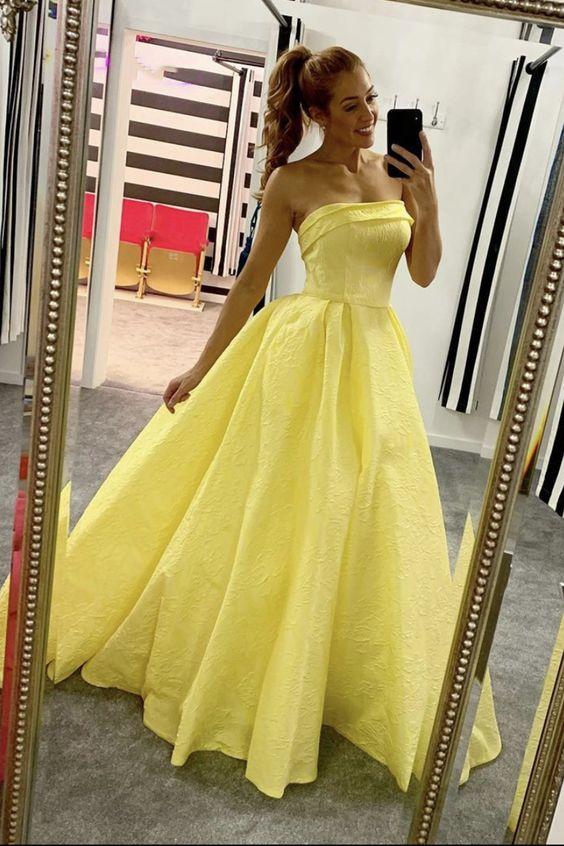 Yellow long prom dress yellow evening dress CD15852