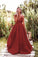 Spaghetti Straps V-Neck Red Long Prom Dress CD1594