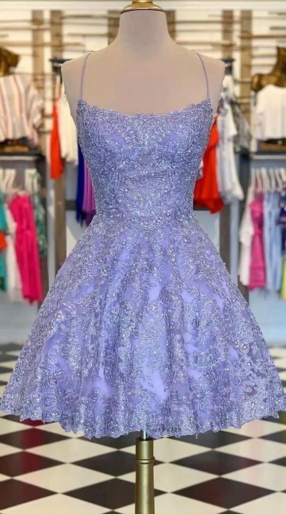 short homecoming dresses, formal lace dresses for teens CD16023