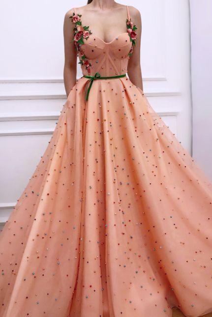 Ball Gown Prom Dress, Tulle Appliques Prom Dresses, Long Quinceanera Dresses CD16024
