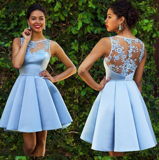 Sky Blue Homecoming Dresses, Lace Homecoming Dress, Sexy Homecoming Dresses CD160