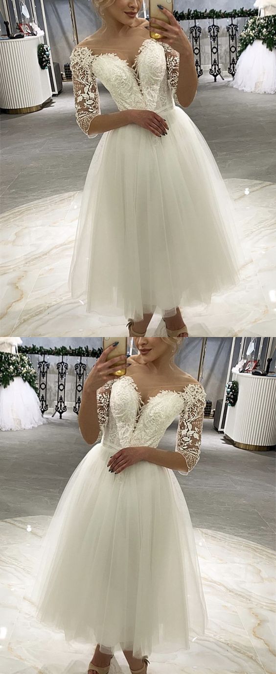 short vintage tulle wedding dress prom dress CD16135