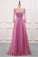 prom Dress New Arrival Beaded Prom Dress Floor Length Formal Gown Tulle Pink Long Sleeves CD16195