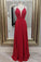 simple red chiffon long maxi prom dress CD16264