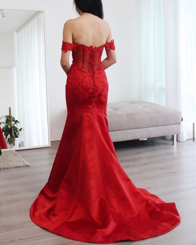 Elegant Red Mermaid Bridesmaid Dresses prom dress CD16418