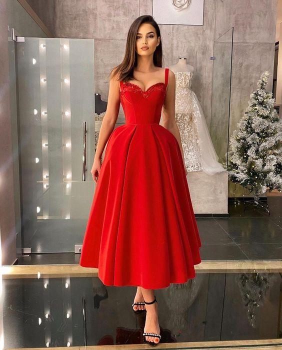 Simple Satin red Prom/Evening Dresses CD16482