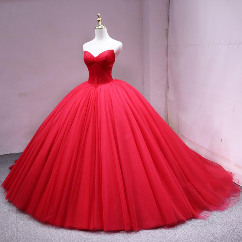 RED TULLE LONG PROM GOWN FORMAL DRESS CD16504