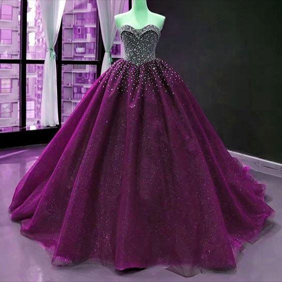 Purple Sweetheart Ball Gown Dresses Prom Dress CD16605