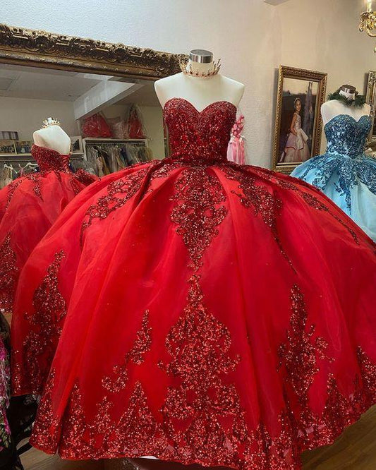 Princess red Quinceanera Dress long prom dress CD16620