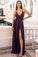Burgundy Long Prom Dress with Slit CD16683