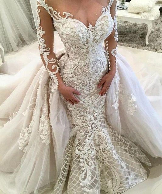 long sleeve wedding dresses Custom Long Prom Dress, Party Prom Dress CD16773