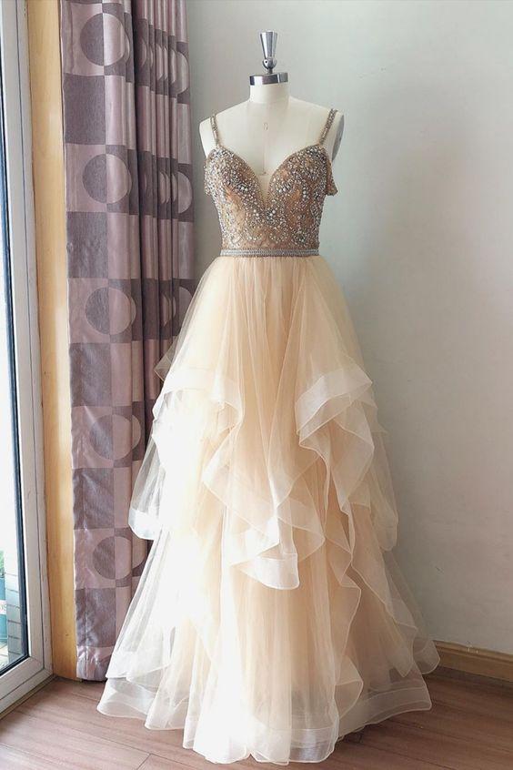 Princess Two Piece Yellow Long Prom Dress CD16852