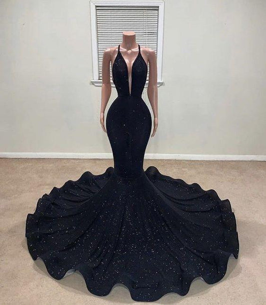 black Mermaid Prom Dresses CD16957