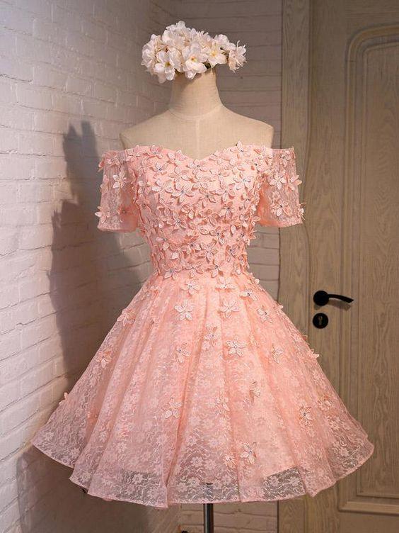 Off-the-shoulder Short Tulle Homecoming Dress With Flowers CD169