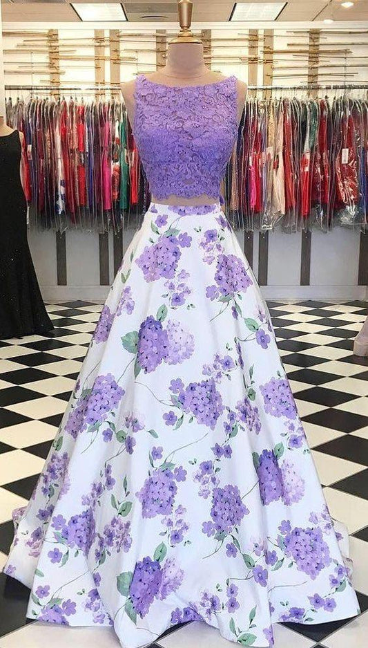 Ball Gown Two Piece Floral Prom Dress CD1706