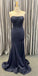 mermaid black evening dress with side slit prom Dress CD17248