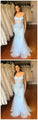 Mermaid Spaghetti Straps Sleeveless Blue Prom Dress with Beading CD17286