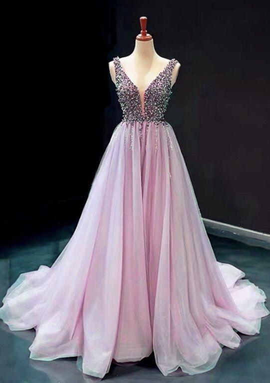 Mauve Pink Formal Gown Beaded prom dresses 2024 CD17309