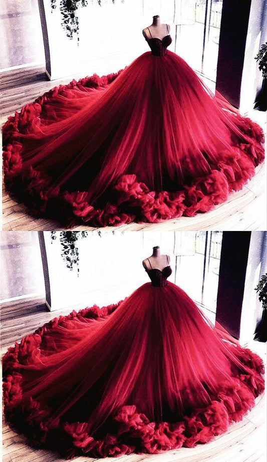 Ball Gown Ruffles Wedding prom Dresses Sweetheart Straps CD17373