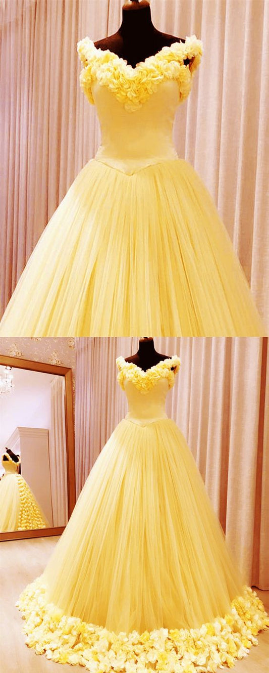 Quinceanera Dresses, Yellow Quinceanera Dresses, Sweet 16 Ball Gown, Sweet 15 Dresses Long Prom Evening Dresses CD17503