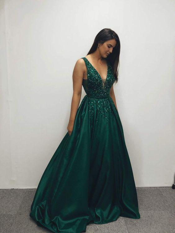 Emerald Green Prom Dress evening dress CD17619