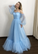 Blue tulle long prom dress A line evening dress CD17717