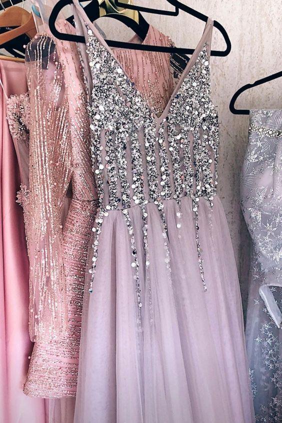 sparkle A-line tulle long formal dress prom dress CD17920