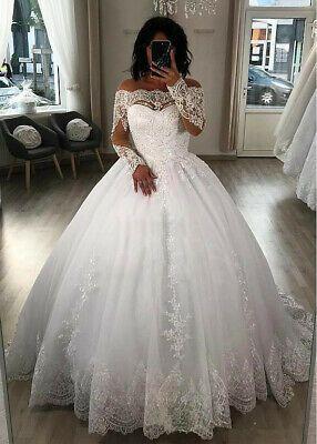 Off-the-shoulder Ball Gown Wedding Dresses Beaded Lace Appliques Long Sleeves prom dresses CD18028
