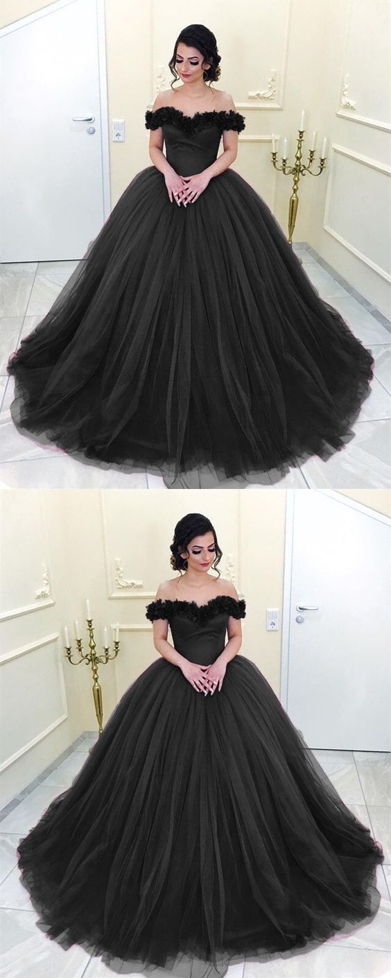 Elegant Floral Flowers V-neck Tulle Quinceanera Dresses Ball Gowns Prom Dress CD18065