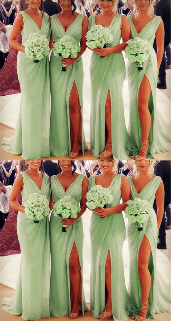 Beautiful sage green bridesmaid dresses prom gown CD18256