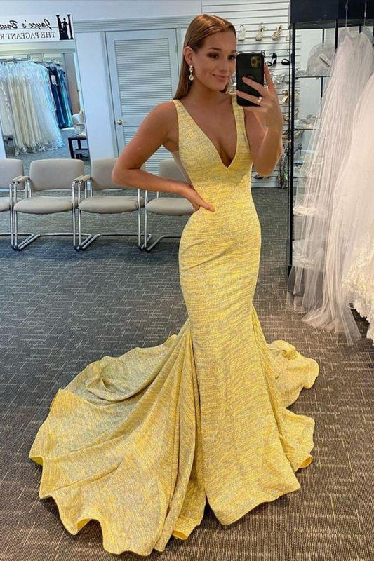 Stunning Yellow Mermaid Prom Dress CD18263