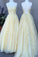 Yellow lace long A line prom dress evening dress CD18265