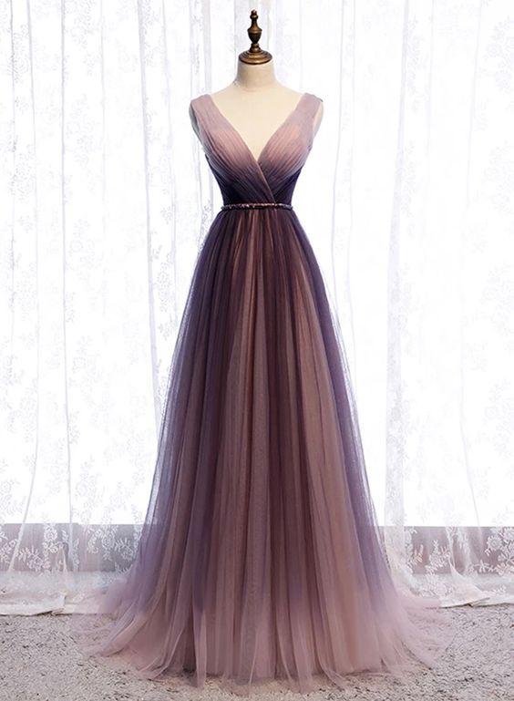 Spring Long V Neck A Line Dress Halter Beaded Evening Dress prom dresses CD18279