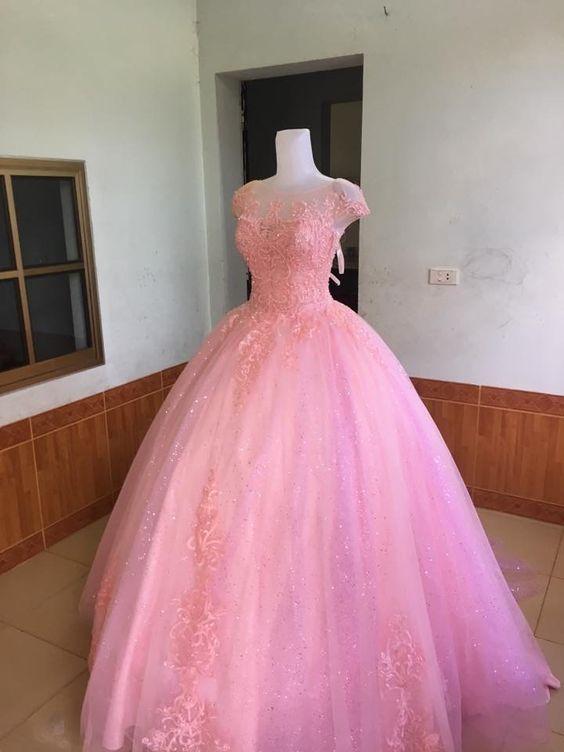 Princess Pink Long Prom Dress Ball Gown CD18351