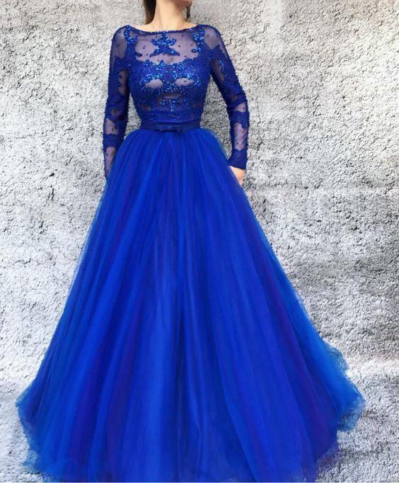 Long Prom Formal Evening Dress with long sleeve CD18489
