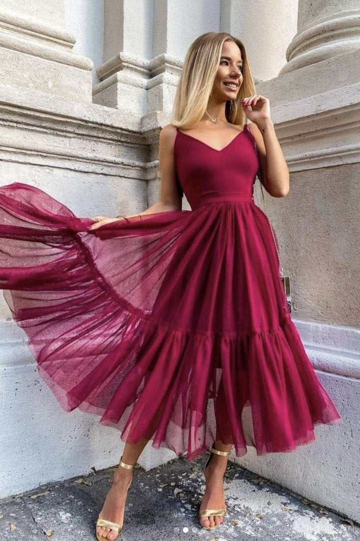 Cute tulle short prom dress A line party dress CD18600